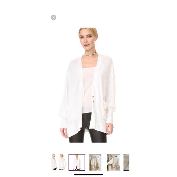 (R4) Free People Days Like This Cardigan Oversized Linen Blend White XS - Picture 2 of 13